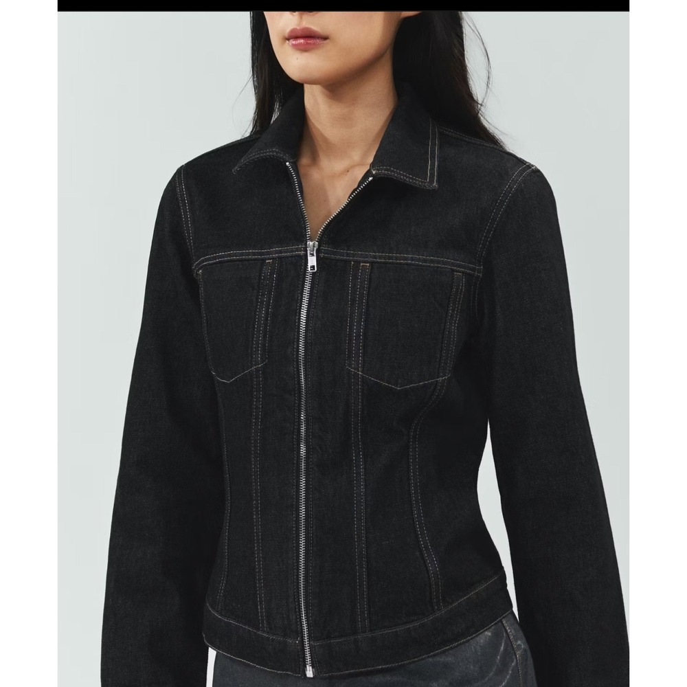 WESTERN MNG Heritage Mango Womens Dark Wash Denim Zip Up Jacket NWT L